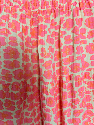 Martha Cheesecloth Leopard Print Skirt - Coral, Green, Grey, Neon Green, Red,