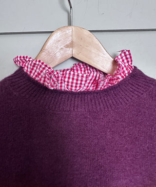 Blenheim Jumper with Gingham Details - Black, Burgundy