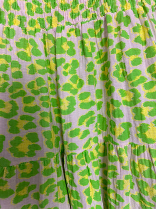 Martha Cheesecloth Leopard Print Skirt - Coral, Green, Grey, Neon Green, Red,