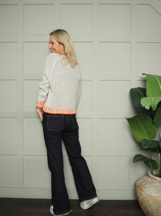 Una Turtle Neck with Contrasting Blanket Stitch Jumper, Best Seller - 17 Colours