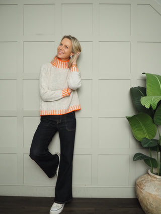Una Turtle Neck with Contrasting Blanket Stitch Jumper, Best Seller - 17 Colours