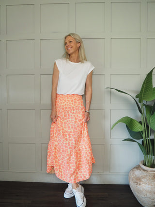 Martha Cheesecloth Leopard Print Skirt - Coral, Green, Grey, Neon Green, Red,