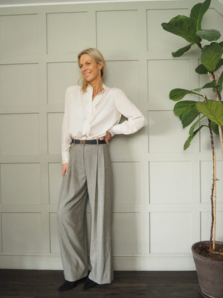 Clark Houndstooth Wide Leg Trousers By Humility - Black/Off White