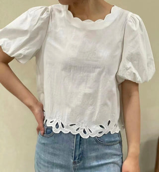 Windsor Bubble Sleeve Blouse - White