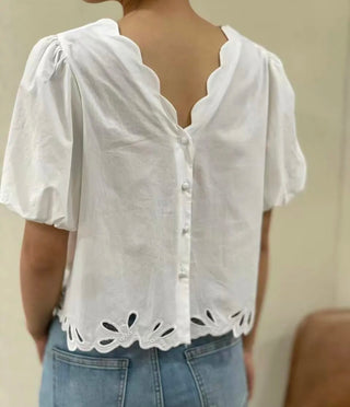 Windsor Bubble Sleeve Blouse - White