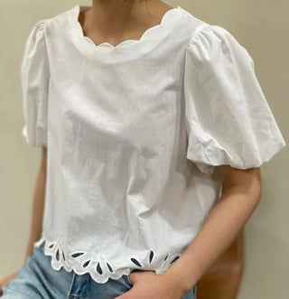 Windsor Bubble Sleeve Blouse - White