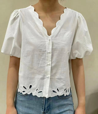 Windsor Bubble Sleeve Blouse - White