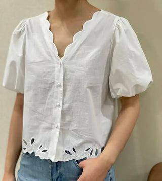 Windsor Bubble Sleeve Blouse - White