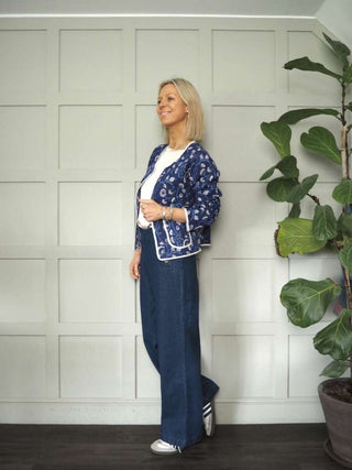 Impa Cotton Jeans with Buttons on Each Side and No Pockets - Denim Blue