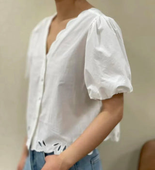 Windsor Bubble Sleeve Blouse - White