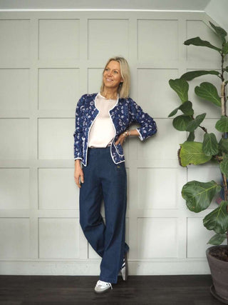 Impa Cotton Jeans with Buttons on Each Side and No Pockets - Denim Blue