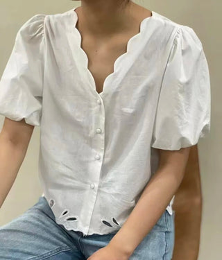 Windsor Bubble Sleeve Blouse - White