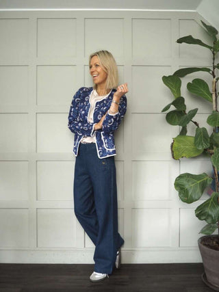 Impa Cotton Jeans with Buttons on Each Side and No Pockets - Denim Blue