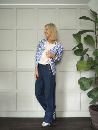 Impa Cotton Jeans with Buttons on Each Side and No Pockets - Denim Blue