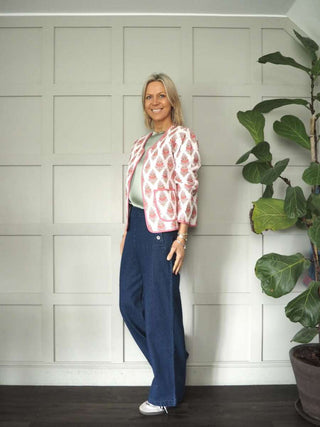 Impa Cotton Jeans with Buttons on Each Side and No Pockets - Denim Blue