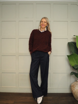 Shyla Jumper with Raised Motif By MbyM - Burgundy