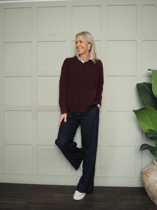 Shyla Jumper with Raised Motif By MbyM - Burgundy