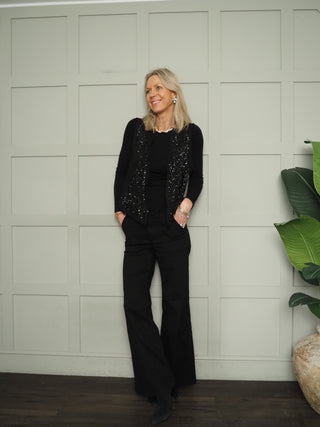 Michaela Sequin Waistcoat - Black