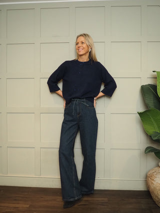 Nova Jumper with Sequin Detail by Saint Tropez - Navy Blue