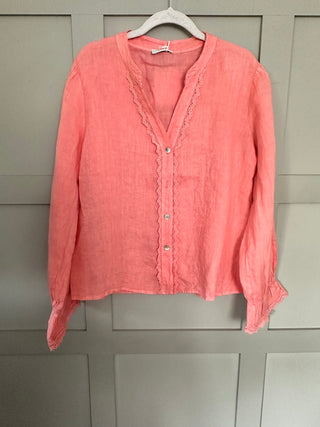 Fearne Blouse with LONG sleeves - Baby Blue, Coral, Cornflower Blue, Navy Blue, Off White, Pale Pink, Stone