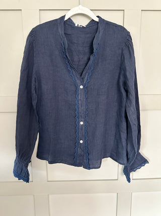 Fearne Blouse with LONG sleeves - Baby Blue, Coral, Cornflower Blue, Navy Blue, Off White, Pale Pink, Stone