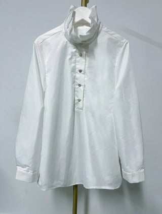 Nell Blouse with Pleated Collar - White
