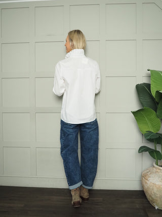 Nell Blouse with Pleated Collar - White