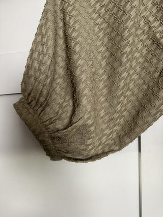 Kettie Amily V-Neck Blouse with Balloon Cropped Sleeves by Soaked - Olive Green