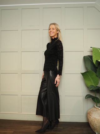 Dowie Cropped Faux Leather Trousers by Saint Tropez  - Black