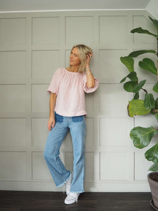 Bronya Linen Blouse with 3/4 Length Sleeves with Elasticated Cuffs - 6 Colours