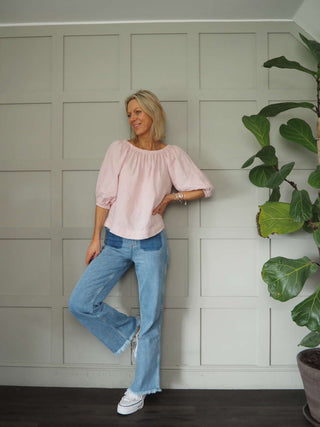 Bronya Linen Blouse with 3/4 Length Sleeves with Elasticated Cuffs - 6 Colours