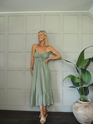 Melissa Cheesecloth Strapless Dress - Hot Coral, Hot Pink, Khaki, Neon Orange, White