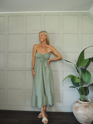 Melissa Cheesecloth Strapless Dress - Hot Coral, Hot Pink, Khaki, Neon Orange, White