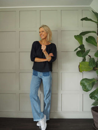 Bronya Linen Blouse with 3/4 Length Sleeves with Elasticated Cuffs - 6 Colours