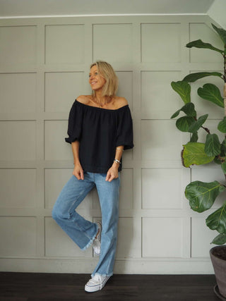 Bronya Linen Blouse with 3/4 Length Sleeves with Elasticated Cuffs - 6 Colours