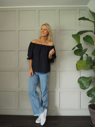 Bronya Linen Blouse with 3/4 Length Sleeves with Elasticated Cuffs - 6 Colours