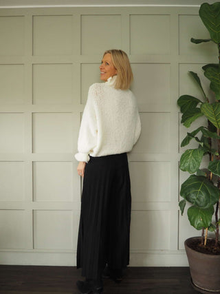 Darrah Popcorn Knit Turtle Neck Jumper - Black, Ecru, Grey and Khaki