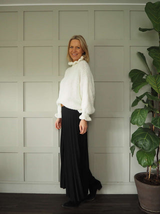 Darrah Popcorn Knit Turtle Neck Jumper - Black, Ecru, Grey and Khaki