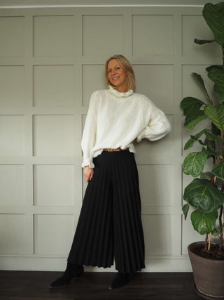 Darrah Popcorn Knit Turtle Neck Jumper - Black, Ecru, Grey and Khaki