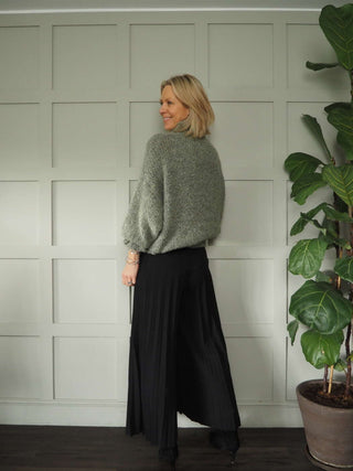 Darrah Popcorn Knit Turtle Neck Jumper - Black, Ecru, Grey and Khaki