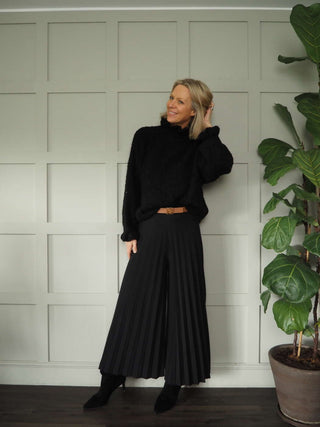 Darrah Popcorn Knit Turtle Neck Jumper - Black, Ecru, Grey and Khaki