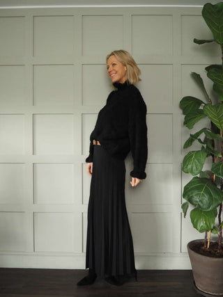 Darrah Popcorn Knit Turtle Neck Jumper - Black, Ecru, Grey and Khaki