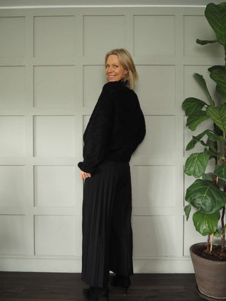 Darrah Popcorn Knit Turtle Neck Jumper - Black, Ecru, Grey and Khaki