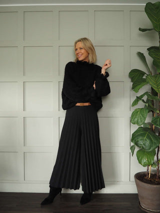 Darrah Popcorn Knit Turtle Neck Jumper - Black, Ecru, Grey and Khaki