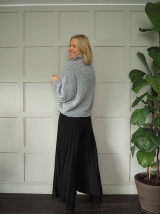 Darrah Popcorn Knit Turtle Neck Jumper - Black, Ecru, Grey and Khaki