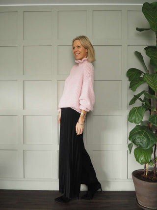 Darrah Popcorn Knit Turtle Neck Jumper - Black, Ecru, Grey and Khaki