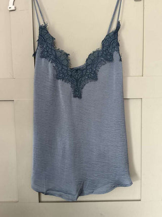 Sharyn Cross Back Camisole with Spaghetti Straps - Black, Blue, Ecru, Pink, Stone