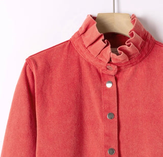 Jaime Denim Shirt/Shacket - Chocolate, Denim Blue, Pink, Red