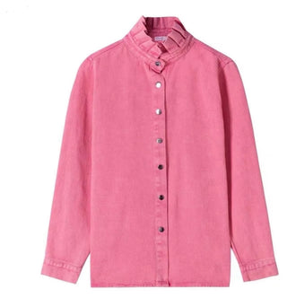 Jaime Denim Shirt/Shacket - Chocolate, Denim Blue, Pink, Red