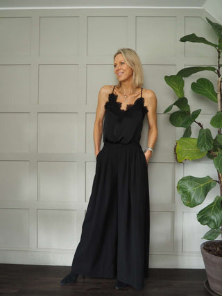 Sharyn Cross Back Camisole with Spaghetti Straps - Black, Blue, Ecru, Pink, Stone